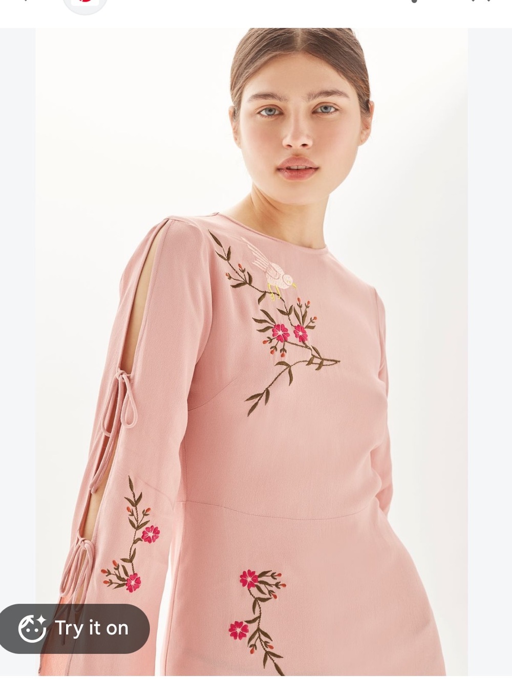 Topshop Tokyo Dusty Pink Embroidered Midi dress